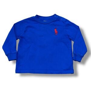 Polo Ralph Lauren Baby Boy Size 12M Blue Big Pony Logo Cotton Jersey Tee